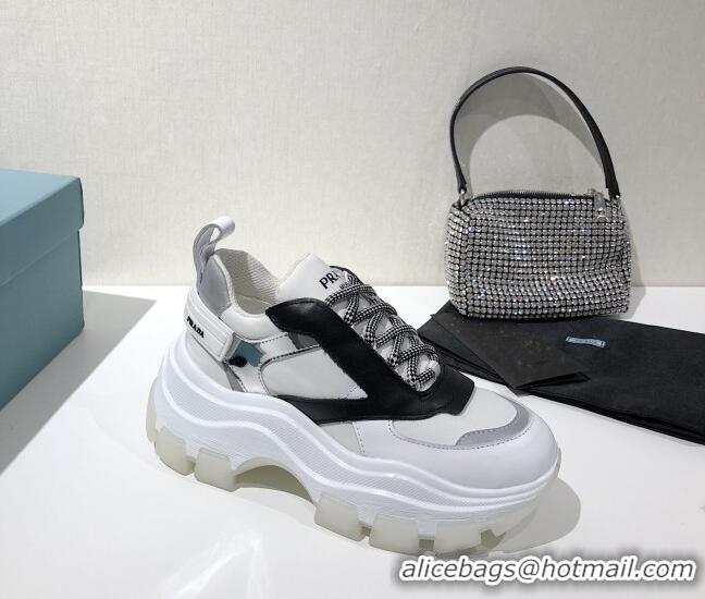 Good Product Prada Block Sneakers 061506 White/Black/Silver