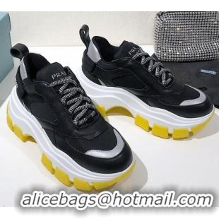 Top Design Prada Block Sneakers 061506 Black/Silver/Yellow