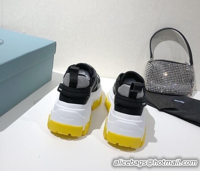 Top Design Prada Block Sneakers 061506 Black/Silver/Yellow