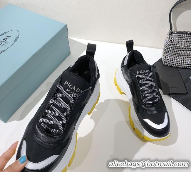 Top Design Prada Block Sneakers 061506 Black/Silver/Yellow