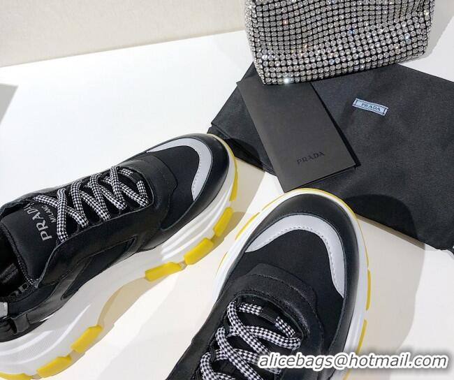 Top Design Prada Block Sneakers 061506 Black/Silver/Yellow