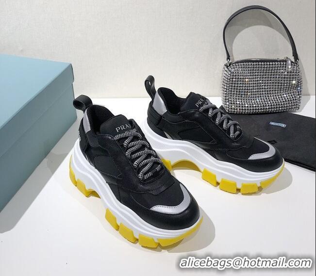 Top Design Prada Block Sneakers 061506 Black/Silver/Yellow