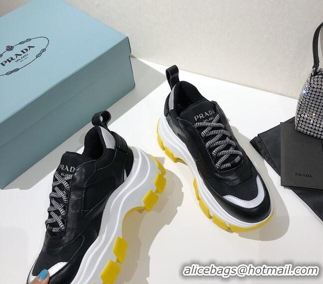 Top Design Prada Block Sneakers 061506 Black/Silver/Yellow