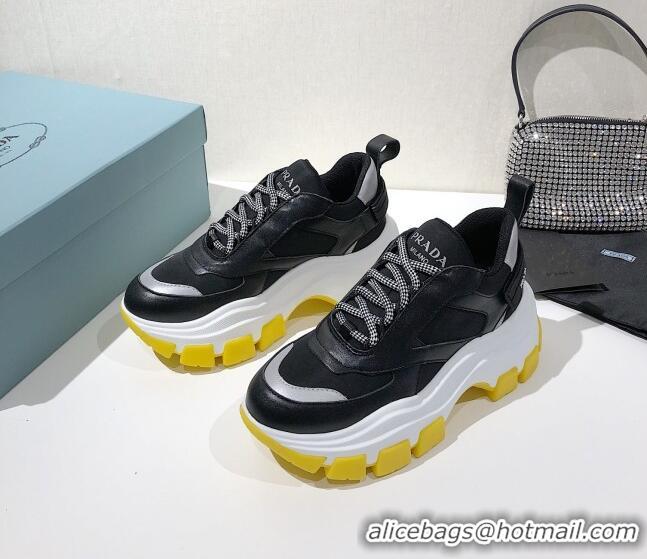 Top Design Prada Block Sneakers 061506 Black/Silver/Yellow