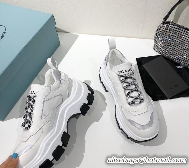 1:1 aaaaa Prada Block Sneakers 061506 Silver/White/Black