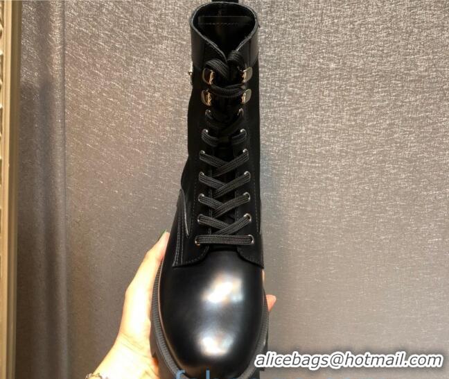 Best Price Prada Nylon and Shiny Leather Short Boots 102243 Black