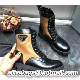 Super Quality Prada Nylon and Shiny Leather Short Boots 102243 Yellow