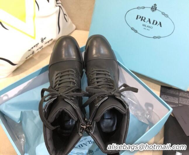 Low Price Prada Silk Lace-up 9.5 cm Heel Short Boots 121916 Black