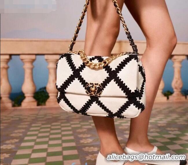 Unique Discount Chanel Crochet Quilted Calfskin 19 Flap Bag AS1160 White 2020