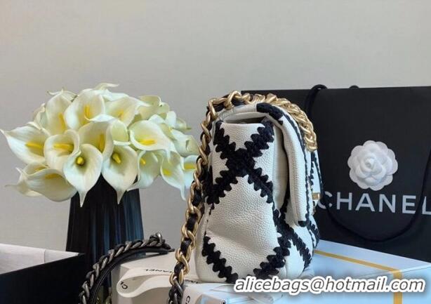 Unique Discount Chanel Crochet Quilted Calfskin 19 Flap Bag AS1160 White 2020