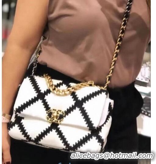 Unique Discount Chanel Crochet Quilted Calfskin 19 Flap Bag AS1160 White 2020