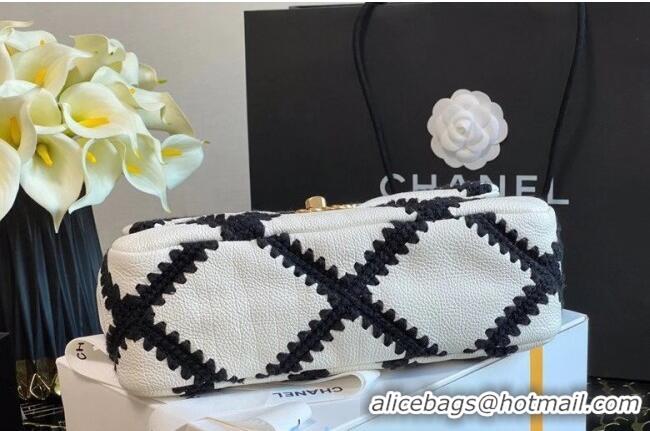 Unique Discount Chanel Crochet Quilted Calfskin 19 Flap Bag AS1160 White 2020