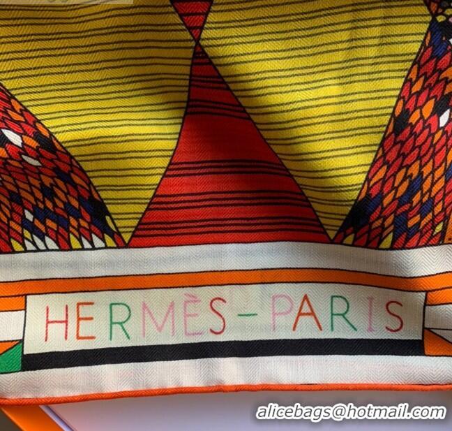 Reasonable Price Hermes Cashmere Silk Patchwork Horse Shawl Scarf 140x140cm CD1736 Orange 2020