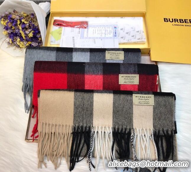 AAAAA Cheapest Burberry Cashmere Check Scarf B2181 Grey 2020