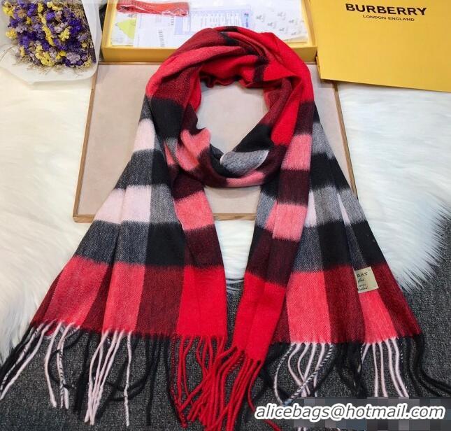 Luxury Classic Burberry Cashmere Check Scarf B2181 Red 2020