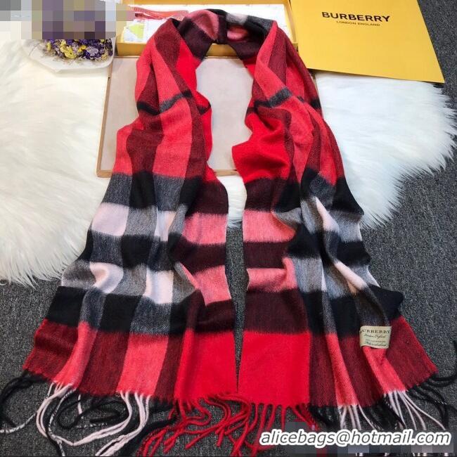 Luxury Classic Burberry Cashmere Check Scarf B2181 Red 2020