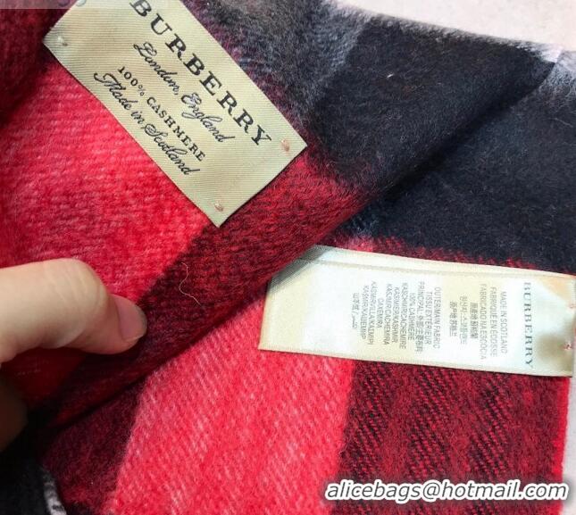 Luxury Classic Burberry Cashmere Check Scarf B2181 Red 2020