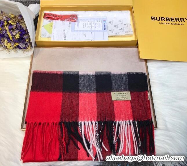 Luxury Classic Burberry Cashmere Check Scarf B2181 Red 2020