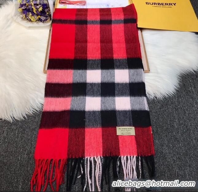 Luxury Classic Burberry Cashmere Check Scarf B2181 Red 2020