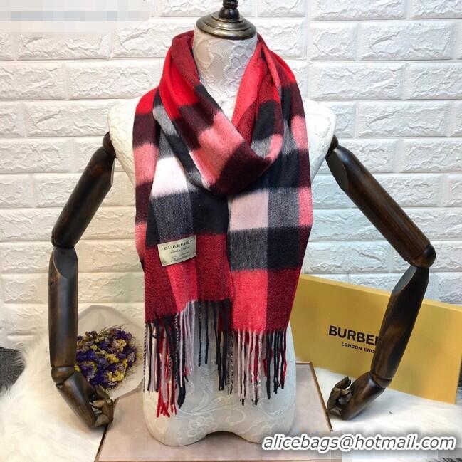 Luxury Classic Burberry Cashmere Check Scarf B2181 Red 2020