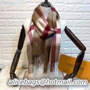 Best Product Louis Vuitton Cashmere Scarf B2181 Brown/Burgundy 2020