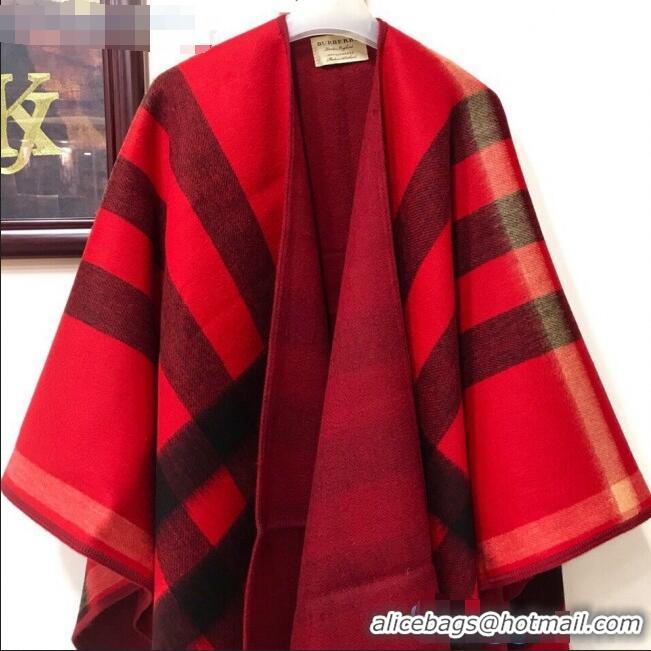 Shop Fashion Burberry Cashmere & Wool Check Double Cape B2185 Red 2020