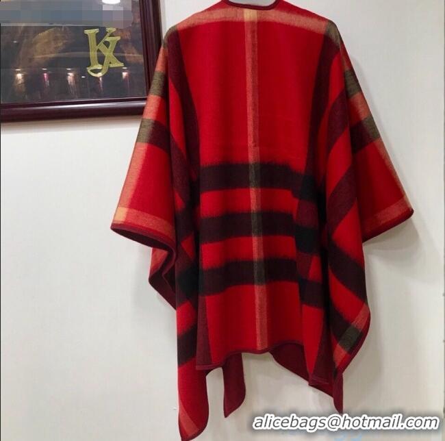 Shop Fashion Burberry Cashmere & Wool Check Double Cape B2185 Red 2020