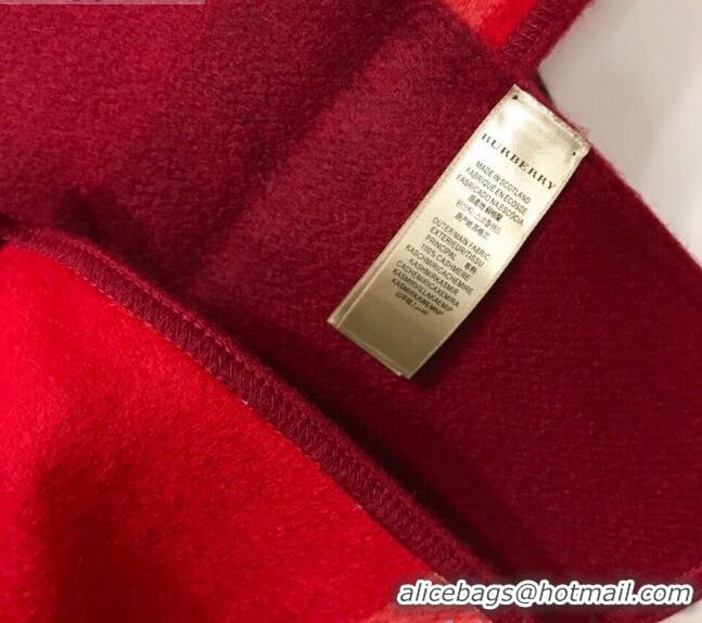 Shop Fashion Burberry Cashmere & Wool Check Double Cape B2185 Red 2020