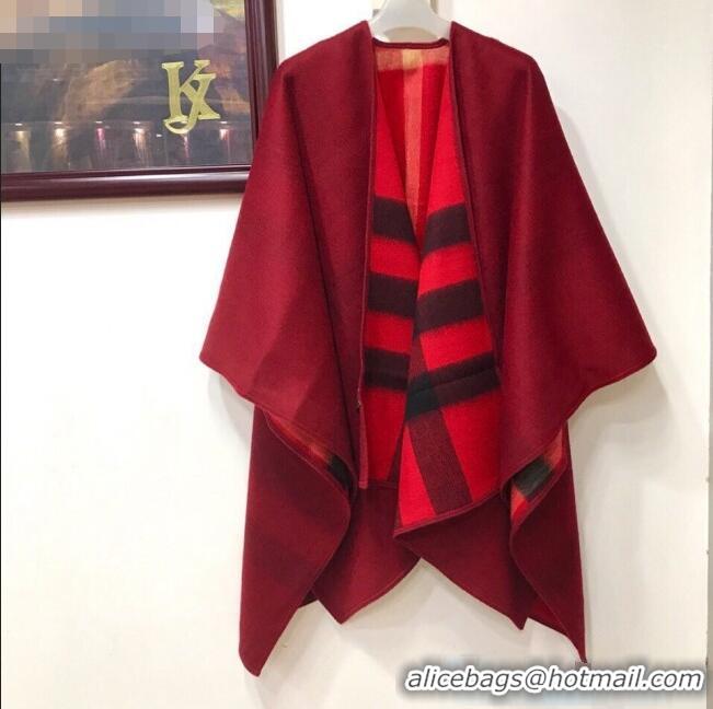 Shop Fashion Burberry Cashmere & Wool Check Double Cape B2185 Red 2020