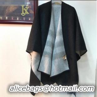 Luxury Cheap Burberry Cashmere & Wool Check Double Cape B2185 Black 2020