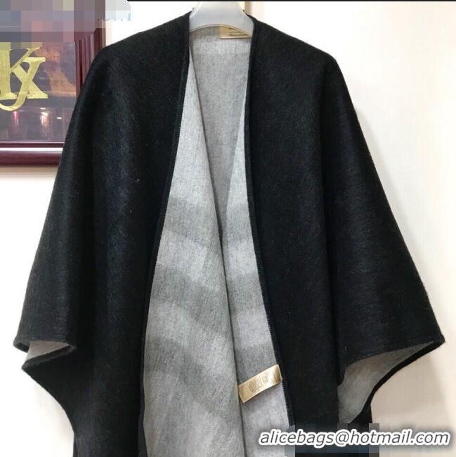 Luxury Cheap Burberry Cashmere & Wool Check Double Cape B2185 Black 2020