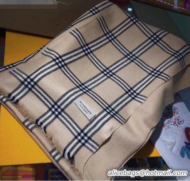 Free Shipping Burberry Cashmere & Silk Check Long Scarf B2187 Khaki 2020