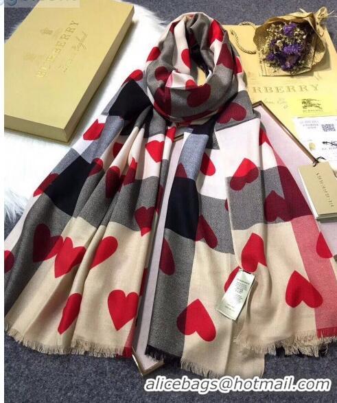 Buy Classic Burberry Hearts Cashmere Check Scarf CD2190 Khaki 2020