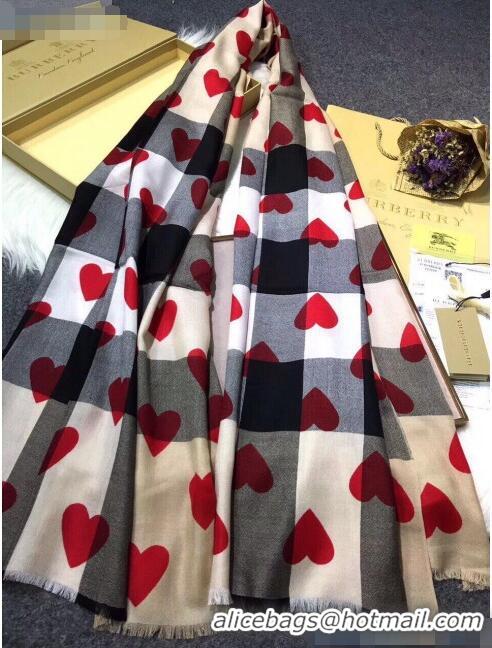 Buy Classic Burberry Hearts Cashmere Check Scarf CD2190 Khaki 2020