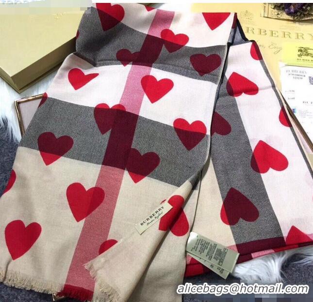 Buy Classic Burberry Hearts Cashmere Check Scarf CD2190 Khaki 2020