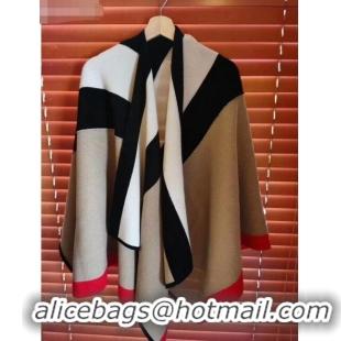 Shop Fashion Burberry Check Wool Cashmere Cape 120x122cm B4105 Camel Brown 2020