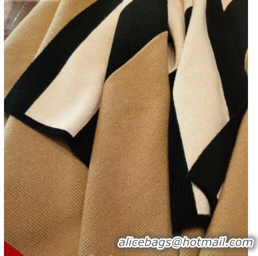 Shop Fashion Burberry Check Wool Cashmere Cape 120x122cm B4105 Camel Brown 2020