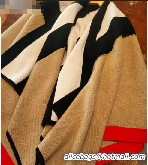 Shop Fashion Burberry Check Wool Cashmere Cape 120x122cm B4105 Camel Brown 2020