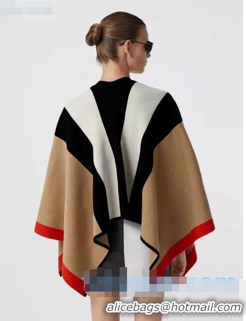 Shop Fashion Burberry Check Wool Cashmere Cape 120x122cm B4105 Camel Brown 2020