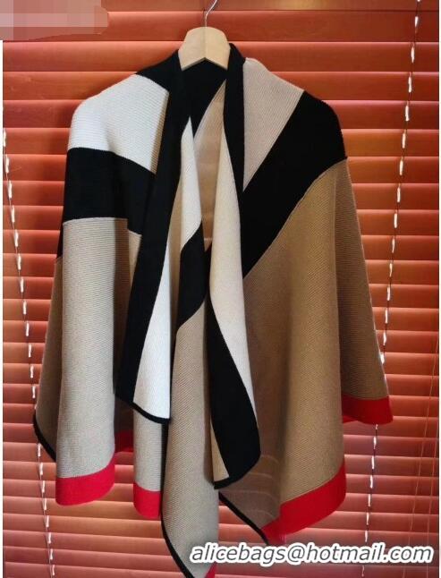 Shop Fashion Burberry Check Wool Cashmere Cape 120x122cm B4105 Camel Brown 2020