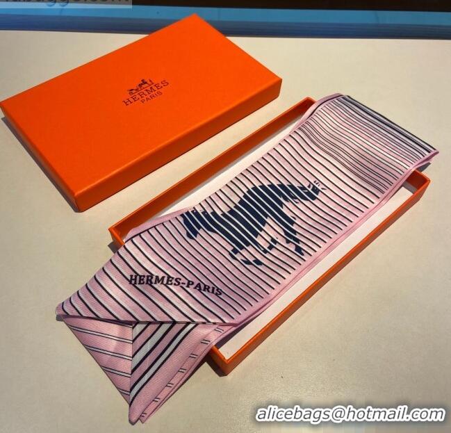 Best Price Hermes Silk Twilly Bandeau 8x120cm H123107 Pink 2020