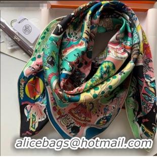 Luxury Cheap Hermes Exositon Universelle Silk Square Scarf 90x90cm H11210 Black 2021