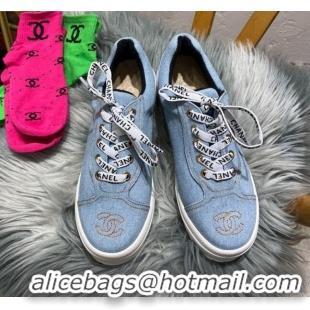 Best Price Chanel Vintage Denim Sneakers Light Blue 111119