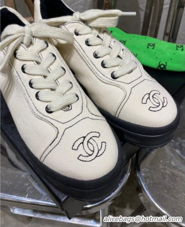 Best Luxury Chanel Vintage Denim Sneakers 111120 White