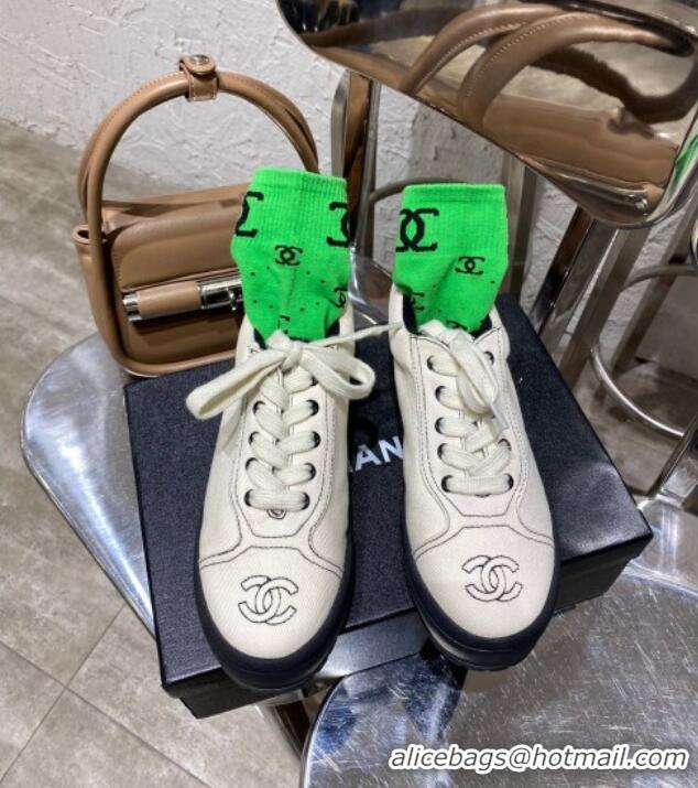 Best Luxury Chanel Vintage Denim Sneakers 111120 White