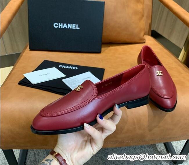 Crafted Chanel Calfskin Loafers with CC Logo Charm G36717 Dark Brown