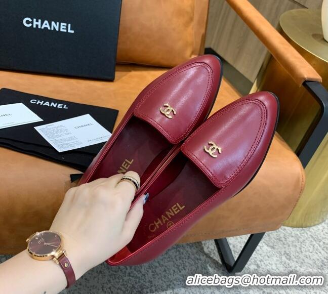 Crafted Chanel Calfskin Loafers with CC Logo Charm G36717 Dark Brown