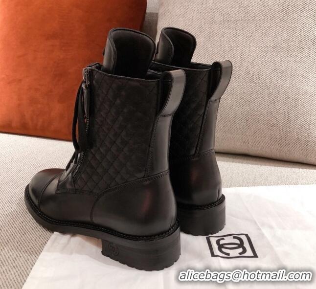 Good Looking Chanel Quilted Calfskin Short Ankle Boots 111705 Black