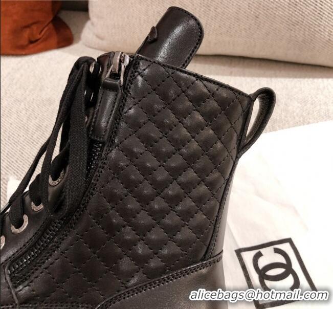 Good Looking Chanel Quilted Calfskin Short Ankle Boots 111705 Black