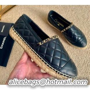 Best Price Chanel Quilted Lambskin Espadrilles G36966 Black